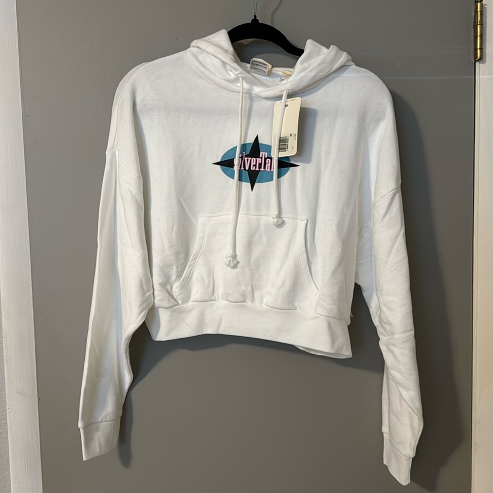 NWT white Levi’s silver tab cropped hoodie size medium